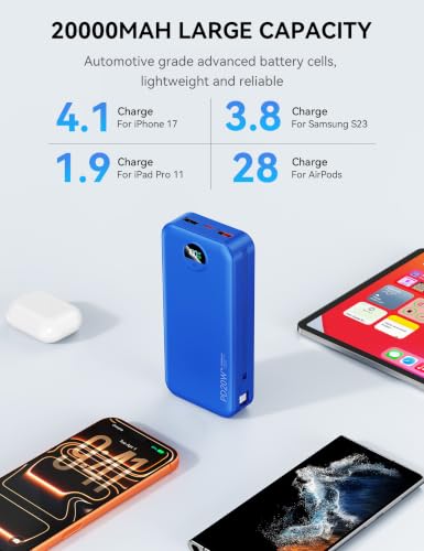 Nusyddy Portable Charger 20000mAh Fast Charging w/Built-in Wall Plug Navy - color: Midnight Blue