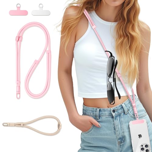 3-in-1 Crossbody Phone Lanyard & Wrist Strap - color: Pink