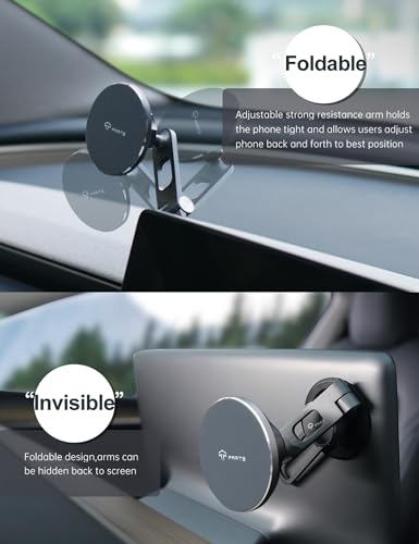 TPARTS Foldable Magnetic Car Cellphone Mount for Tesla Model 3/Y/X/S - color: Mag safe Standard