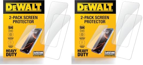 DEWALT Heavy Duty Glass Screen Protector for iPhone 15, 4 Pack Tempered Glass Screen Protector, Case Friendly, Perfect Install Tool Included, Long-Lasting Protection - size: iPhone 15 (Pack of 2)
