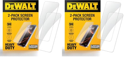 DEWALT Heavy Duty Glass Screen Protector for iPhone 15, 4 Pack Tempered Glass Screen Protector, Case Friendly, Perfect Install Tool Included, Long-Lasting Protection - size: iPhone 15 (Pack of 2)