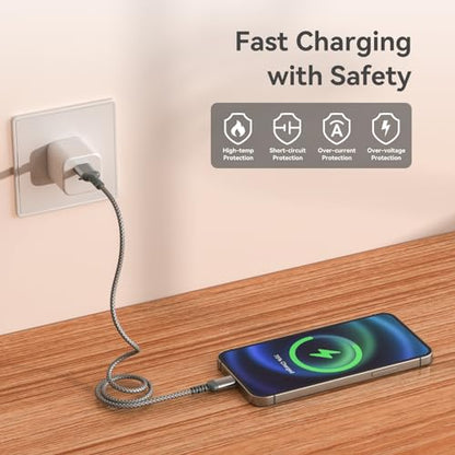 Henrety USB C Charger Cable [2 Pack/4ft], Fast Charging Type C Cable, Nylon Braided USB A to USB C Cable for iPhone 15/15 Pro, MacBook, iPad, Galaxy, and Other Type-C Devices.