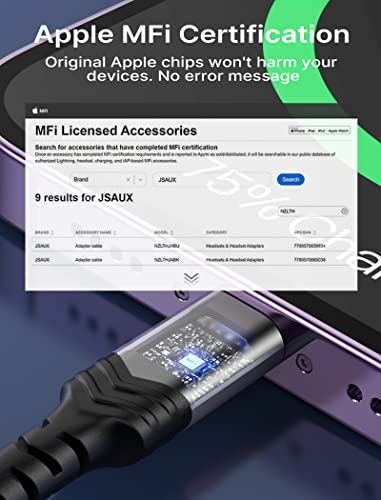 JSAUX Headphone Adapter for iPhone Lightning to 3.5mm Adapter-Grey - color: Grey, size: 1 Pack