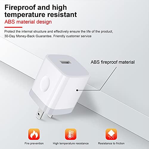 Charger Block for iPhone, Plug in Phone Charger, Sicodo 4Pack Single Port USB Wall Charge Fast Charging Adapter Cube Box for iPhone 16 15 14 13 SE(2020) 12/11pro/XS/XS Max,Samsung Galaxy S25/S24/S23 - color: White