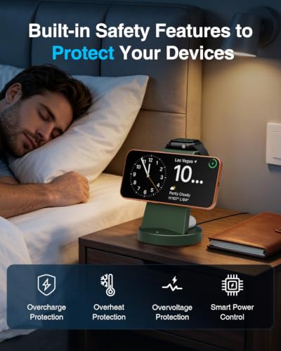 25W MagSafe Charging Station, 3-in-1 Magnetic Wireless Charger for Apple - color: Forest Green