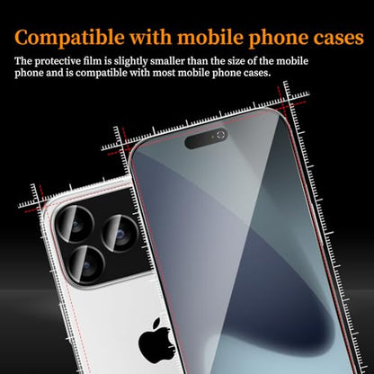 3+3 Pack Privacy Screen Protector for iPhone 17 Pro，3 Anti-Spy Tempered Glass Film+3 Camera Lens Protector, Anti-Scratch, 9H Hardness，Compatible phone cases，High definition