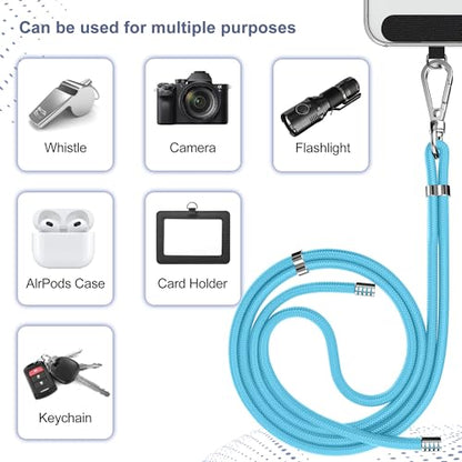 takyu Phone Lanyard, 2 Pack Adjustable Cell Phone Lanyard Crossbody Neck Strap and 2 Pack Phone Wrist Strap with Tether Tabs Compatible for iPhone Smartphones-Black Blue - color: Black+blue