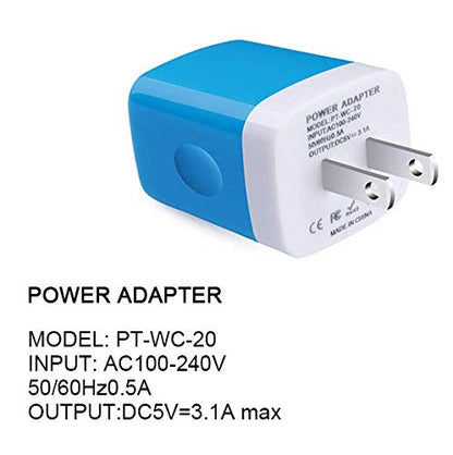 Wall Charger Adapter, USB Cubes,3Pack Universal Travel 3.1A Muti Port Plug - color: 3Pack-Blue