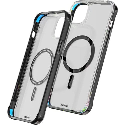 Phone REBEL Clear Case for iPhone 14 Plus [Crystal Series Gen-4] Strong MagSafe Compatible, Anti-Scratch, Non-Yellowing, Protective Shockproof Bumpers, Metal Buttons, 6.7 in 2023 Cover (Crystal Black) - color: Crystal Black, size: iPhone 14 Plus