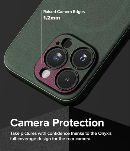 Ringke Onyx for iPhone 15 Pro Case, [Compatible with MagSafe] Oil & Dirt Resistant, Individual Lens Covers for Cameras, Non-Slip Enhanced Grip Lightweight Cover - Magnetic Dark Green | Compatible with MagSafe, Anti-Fingerprint, Slim & Lightweight, Full-Co
