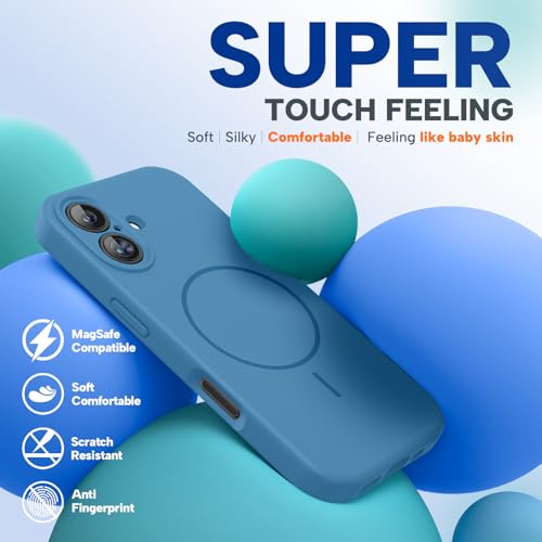 miracase Compatible with iPhone 16 Case, [Soft Anti-Scratch Microfiber Lining], Compatible with MagSafe, Liquid Silicone Case Shockproof Drop Protection Phone Case for 16,Capri Blue - color: Capri Blue, size: iPhone 16
