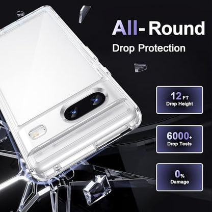 Case for Google Pixel 7, Military Grade Drop Protection Phone Case, Yellowing Resistant, Anti-Scratch Hard PC Back, Shockproof Hard Ultra-Thin Protective Cover, Clear - size: Google Pixel 7