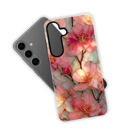 Compatible with Samsung Galaxy S26 Case,Glossy Case All-Round Protection Shockproof Anti-Scratches TPU Cover,Cases for Man Woman-Blossoms Pink Flower Stained Glass - color: Blossoms Pink Flower Stained Glass, size: Galaxy S26