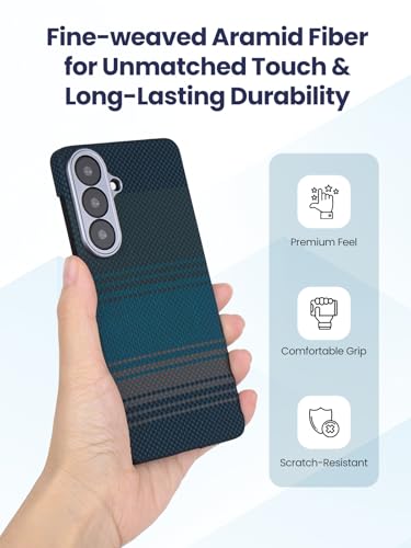Magnetic Ultra Thin 600D Aramid Fiber Case for Samsung Galaxy S26 Plus | Woven Aramid Fiber, ultra-thin Caseless Feel, compatible with MagSafe,wireless charging friendly, slim fit,Sunrise Blue - color: Sunrise Blue