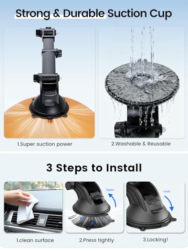 OHLPRO Magnetic Tablet Holder for Car Dashboard & Windshield, Adjustable Suction Cup Mount with Extendable Arm, 360° Rotation, Washable Base, Compatible with iPad, for Magsafe iPhones, Tablets - size: for 4.7-12'' Tablet