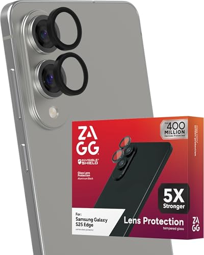 ZAGG Glass Elite Anti-Reflective Samsung Galaxy S25 Edge Camera Lens Protector – Anti-Glare Technology, Maximum Impact & Scratch Resistance, Smudge-Free Surface, Recycled Materials - color: Black, size: Samsung Galaxy S25 Edge