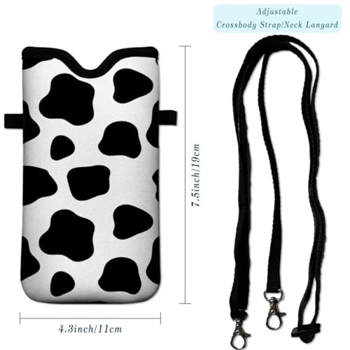 Cell Phone Sleeves Bag Case Crossbody Neoprene Holder Lanyard Phone Pouch for Women Men 7.5 X 4.5 Inches - Diary Cattle - color: Diary Cattle