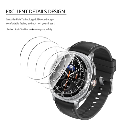 Anoowkoa 4 Pack Premium Screen Protector for Samsung Galaxy Watch 8 CLASSIC 46mm Tempered Glass Film，9H Hardness,Ultra Resistant,Anti-Fingerprints,No Bubbles,HD-Clear,Easy Install - color: Galaxy Watch 8 Ultra 46mm