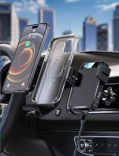 Wireless Car Charger Auto-Clamping CD Slot Air Vent Car Mount Car Charger - color: Dark Gray