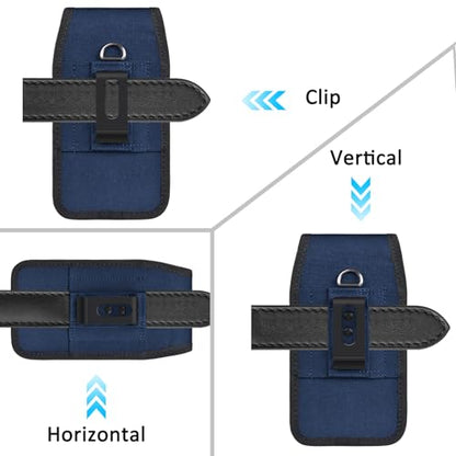 Cell Phone Holster with Card Holder Pouch Belt Clip Men for iPhone 17 16 15 14 13 12 11 Pro 16e Samsung Galaxy S25 S24 S23 S22 S21, M-Blue - color: Blue, size: M