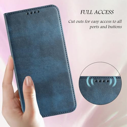 Wallet Case Leather Compatible with Galaxy A20E, Leather RFID Blocking Credit Card Slot Phone Cover Bumper Case Ultra Slim Magnetic Case mit Stand Function Compatible with Samsung Galaxy A20E/A10E - color: Blue