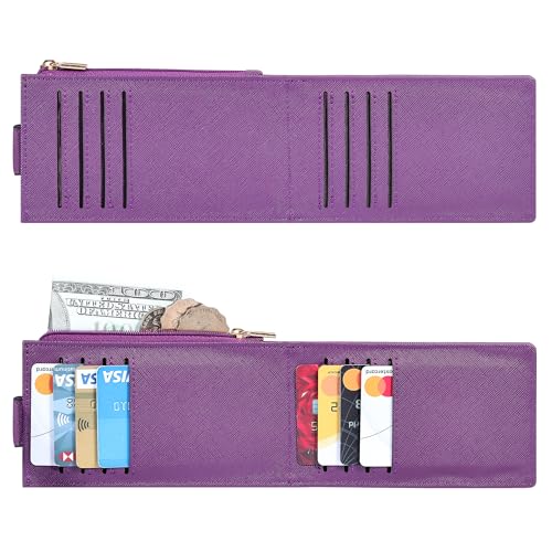 Chelmon Women's RFID Slim Card Holder Wallet | Thin Bifold Multi Card Case with Zipper Coin Pocket Purse for Women(Deep Purple) - color: Purple Deep