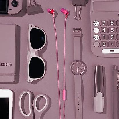 PANASONIC ErgoFit Earbud Headphones with Microphone and Call Controller Compatible with iPhone, Android and Blackberry - RP-TCM125-P - In-Ear (Pink) - color: Pink, size: S/M/L, style: With Mic