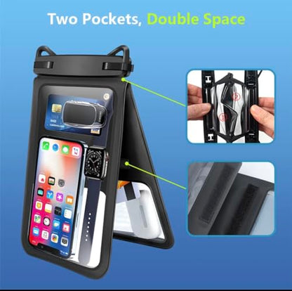 Industrial Field Cases Waterproof Phone Pouch, All Gray/Grey Pouch Cell Phone Floating Pouch with Carrying Strap (Double 7.5) - size: Double 7.5
