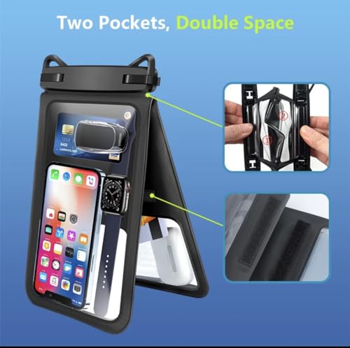 Industrial Field Cases Waterproof Phone Pouch, All Gray/Grey Pouch Cell Phone Floating Pouch with Carrying Strap (Double 7.5) - size: Double 7.5