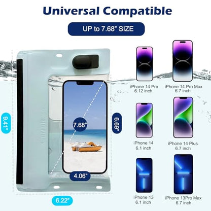 IPX8 Waterproof Phone Case Vacuum Sealed Dry Bag Blue | Bubble-free vacuum seal ensures HD photos & zero touch lag. IP68 waterproof protection for up to 7" iPhones & Samsung. - color: Blue, size: 1Pack