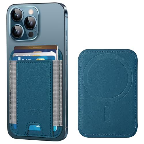 HiWe for MagSafe Wallet, 7 Cards Holder for Phone Case, RFID Blocking - color: Dark Blue Wallet - Grey Band