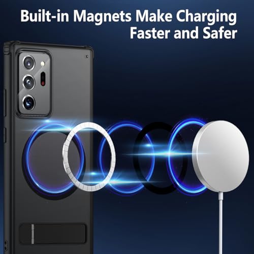 TIANNIUKE Magnetic Case for Samsung Galaxy Note 20 Ultra, Translucent Matte Anti-Fingerprint,Compatible with MagSafe,Adjustable Kickstand,Shockproof Protective Phone Case (Black) - color: Kickstand Black, size: Galaxy Note 20 Ultra