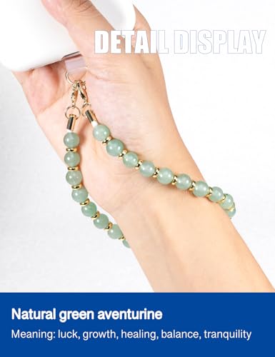 CH.yishi Beaded Phone Charm Wrist Strap with Tether Tab,Camera Lanyard - style: Green Aventurine