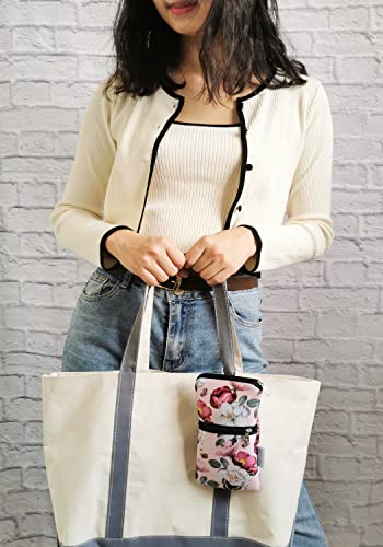 Tainada Dual Zipper Neck Phone Holder Pouch w/Belt Loop (Pink Floral) | For Men/Women; Water-resistant neoprene material, shockproof, lightweight, w/carabiner; Compatible with most of smartphones - color: Pink Floral