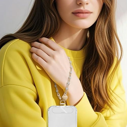 Phone Charm Strap Detachable Wrist Strap For iPhone Anti Theft Strap Phone Chain Wristlet - color: Lightgold