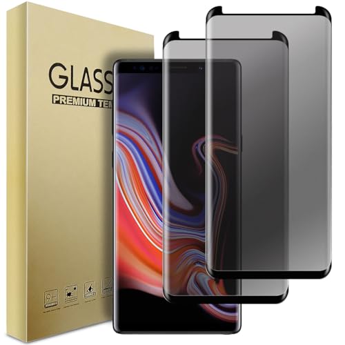 Compatible for Samsung Galaxy Note 9 Screen Protector Tempered Glass Privacy Film [Case Friendly] [3D Curved Edge] [Anti-Scratch] [High Definition] (2 Pack, Black/Clear)