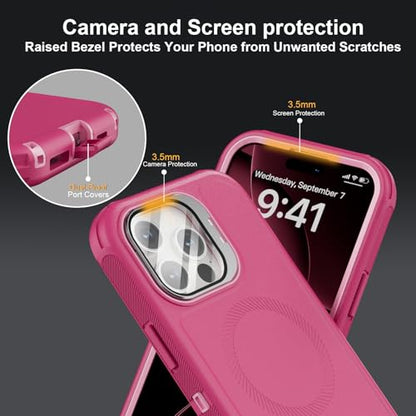 Follaroma for iPhone 16 Pro Case,Magnetic,Heavy Duty Case,6.3'', Hot-Pink - color: Hot-pink, size: iPhone 16 Pro 6.3''