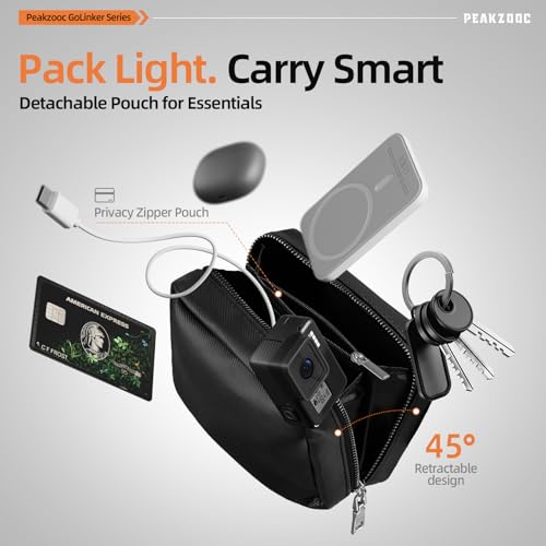 Phone Lanyard with Wallet, Adjustable Crossbody Phone Strap(Black) - color: Black