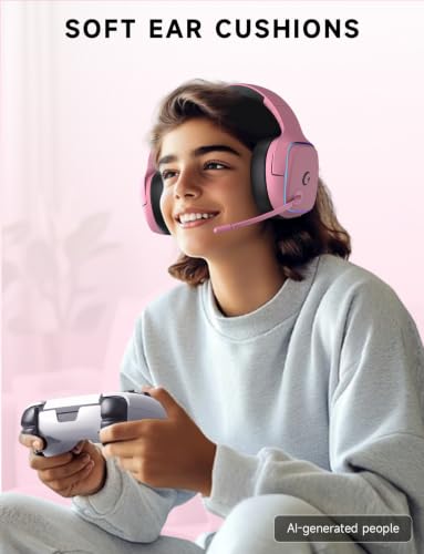 Gvyugke 2.4GHz Wireless Gaming Headsets for PS5, PS4, PC, Switch, BlushPink - color: Blush Pink