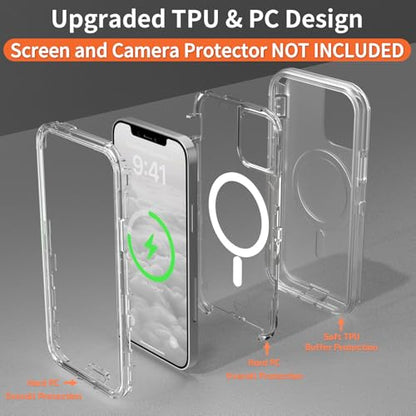 Follaroma Magnetic for iPhone 12/iPhone 12 Pro Case,Heavy Duty Cases,Clear | Compatible with MagSafe, Heavy Duty Shock proof Protection, Military-Grade Anti-Drop, Dual Layer Transparent Protective Cover - color: Clear, size: iPhone 12/iPhone 12 Pro 6.1''
