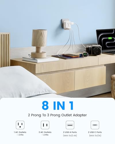 LENCENT US to Japan Plug Adapter, 2 Prong to 3 Prong Outlet Adapter - style: Type A-17.5W-Japan