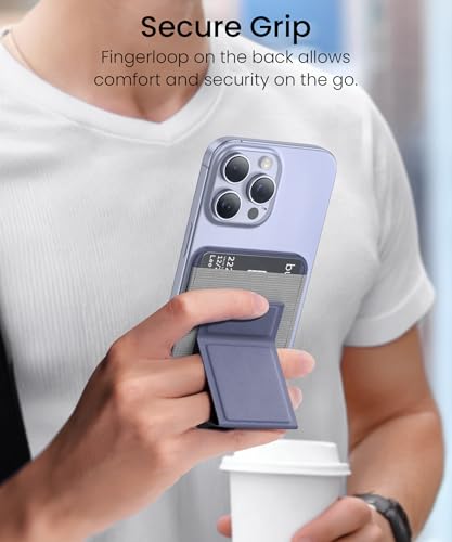 GONEZ for MagSafe Wallet with Stand, Stronger Magnetic Card Holder for iPhone 16/15/14/13/12 Series, Premium Leather Phone Wallet with RFID Blocking, 1 Slot, Fit 5 Cards, Lavender Gray - color: LAVENDERGRAY