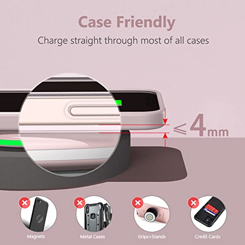 Yootech Wireless Charger,10W Max Wireless Charging Pad(No AC Adapter) | Compatible with iPhone 17/17 Pro/17 Pro Max/Air/16/15/14/13/SE 2022/12/11,Samsung Galaxy S25/S24/S23,for AirPods Pro 3 - color: Chalk Pink