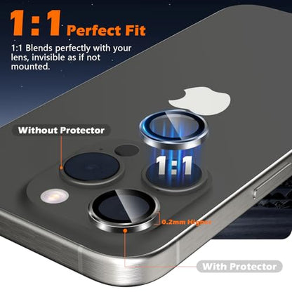imluckies for iPhone 16 Pro - iPhone 16 Pro Max Camera Lens Protector, AR+AF Tempered Glass, 9H Ultra-Tough Metal Individual Lens Cover, HD Clear Camera Accessories, Case Friendly - Black Titanium - color: Black Titanium