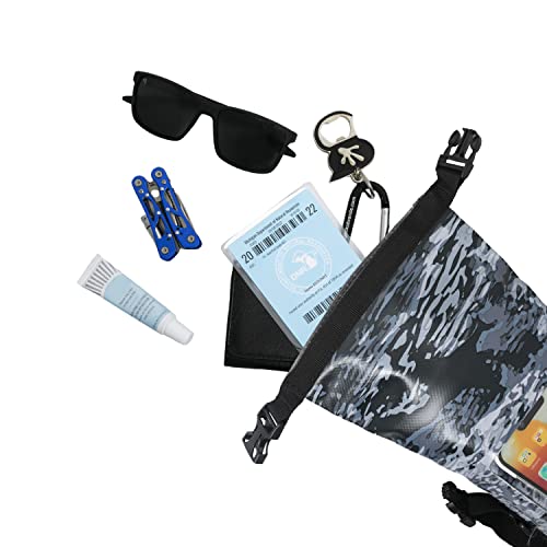geckobrands Waterproof Phone Tote with 2L Dry Bag and Adjustable Strap – Protect Your Phone and Valuables While on The Go - color: Arctic geckoflage