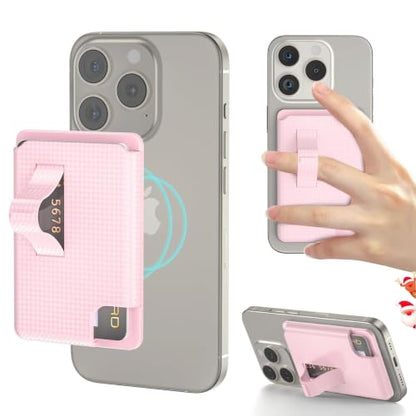 for MagSafe Wallet Stand,Magnetic Wallet Stand,Phone Grip Card Holder, Pink - color: Pink