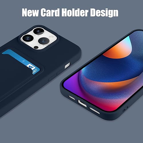 MZELQ Compatible with iPhone 15 Pro Case Card Holder -Blue | Wallet Cover,Camera Protection + Screen Protector Soft Card Slot Phone Case - color: Blue, size: iPhone 15 Pro