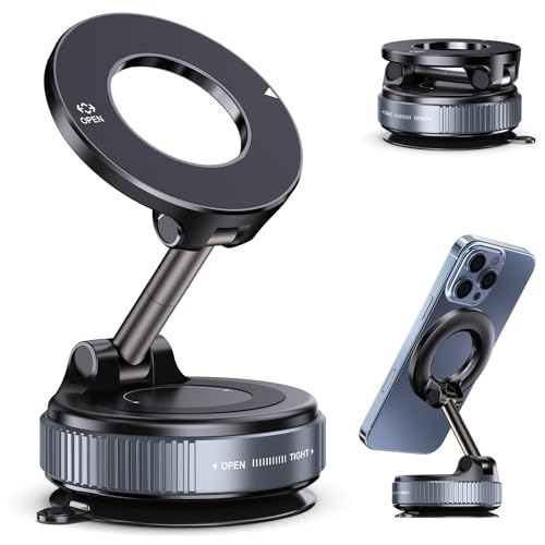 Jikasho Magnetic Phone Holder for Car, Suction Cup Phone Mount for Magsafe - color: Stellar Gray