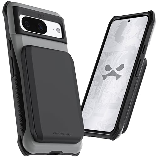 Ghostek Exec Wallet Case for Google Pixel 8 - Magnetic Credit Card Holder, Compatible with Wireless Charging, Kickstand (6.2 Inch, Gray) - color: Gray, size: Pixel 8