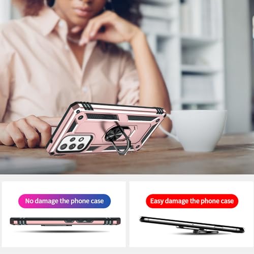 for Samsung A53 5G Case, Galaxy A53 5G Case with HD Screen Protector, [Military Grade 16ft. Drop Tested] Ring Shockproof Protective Phone Case for Samsung Galaxy A53 5G,Rose Gold - color: Samsung Galaxy A53 5G Case Rose Gold
